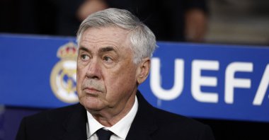 Real Madrid coach Carlo Ancelotti before the Champions League round of 16 second leg match against Atletico Madrid at the Metropolitano, Madrid, Spain, March 12, 2025. (Reuters Photo)
