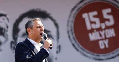 Özgür Özel, leader of Türkiye's main opposition Republican People's Party (CHP), delivers a speech during a rally in support of Ekrem Imamoğlu, Istanbul, Türkiye, March 29, 2025. (AA Photo)
