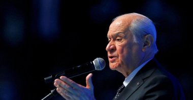 Devlet Bahçeli, leader of the Nationalist Movement Party (MHP), makes a speech, Ankara, Türkiye, March 18, 2021. (Reuters Photo)