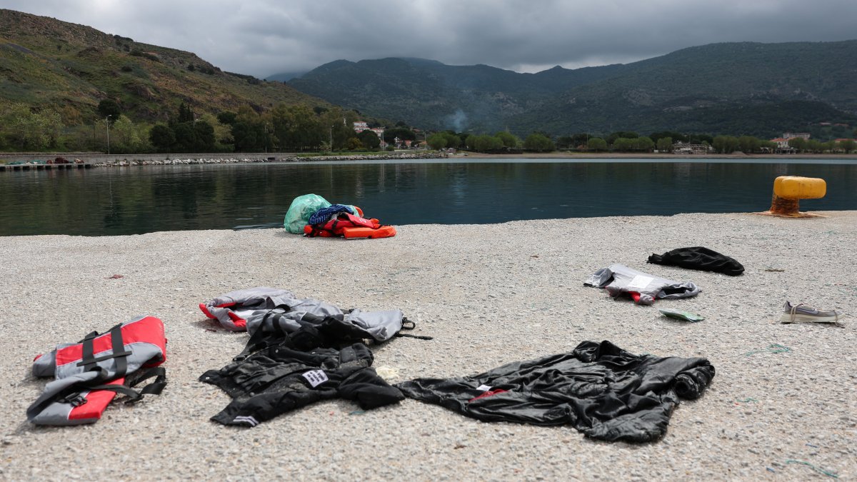 Clothes and life jackets of rescued migrants are left in the port of Petra, after a migrant boat sank off the Greek island of Lesbos, Greece, April 3, 2025. (Reuters Photo)