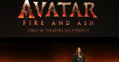 Zoe Saldana promotes the upcoming movie “Avatar Fire and Ash” during a Walt Disney Studios presentation at CinemaCon, Las Vegas, Nevada, U.S. April 3, 2025. (Reuters Photo)