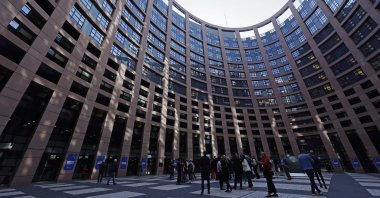 A view of the Atrium of the main building of the European Parliament, Strasbourg, France, April 2, 2025. (EPA Photo)