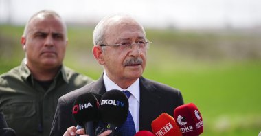 Former Republican People’s Party (CHP) Chair Kemal Kılıçdaroğlu is seen speaking to the media in front of the Marmara Closed Prison, Istanbul, Türkiye, March 30, 2025 (AA Photo)