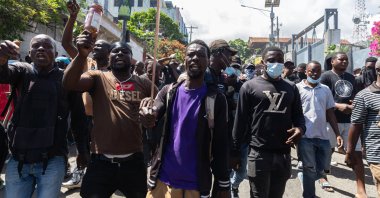 Haitian protesters rally in the streets calling for protection against rampant gang violence, Port-au-Prince, Haiti, April 2, 2025. (AA Photo)