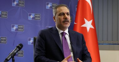 Foreign Minister Hakan Fidan attends an interview with Reuters, Brussels, Belgium, April 4, 2025. (Reuters Photo)