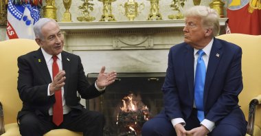President Donald Trump (R) meets with Israel's Prime Minister Benjamin Netanyahu in the Oval Office of the White House, Washington, U.S., Feb. 4, 2025. (AP Photo)