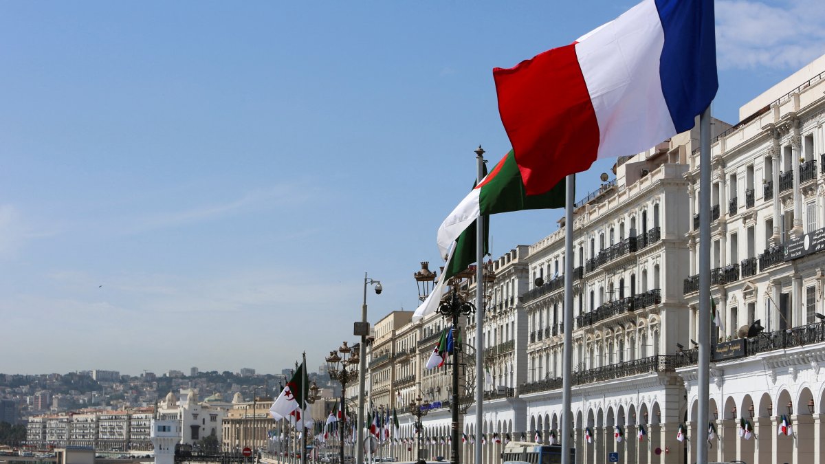 Algerian and French flags flutter ahead of the arrival of French President Emmanuel Macron, in Algiers, Algeria, Aug. 25, 2022. (Reuters Photo)