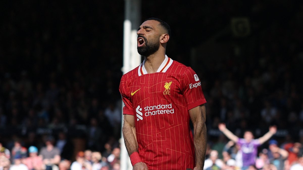 Liverpool&#039;s Mohamed Salah reacts during the Premier League match against Fulham at Craven Cottage, London, U.K., April 6, 2025. (Reuters Photo)