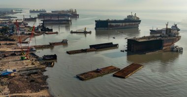 A shipbreaking yard at a facility in Chittagong, Bangladesh, Feb. 18, 2025. (AFP Photo)