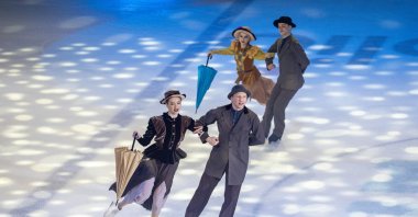 The &quot;Cinderella on Ice&quot; ice skaters perform at the Zeytinburnu Ice Island, Istanbul, Türkiye, April 5, 2025. (AA Photo)