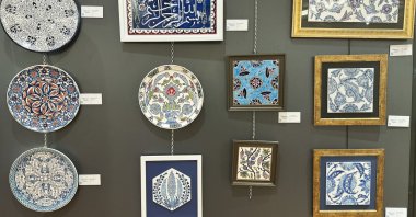 Artworks in the &quot;Haneden Dökülenler&quot; exhibition are on display at the Taksim Mosque Cultural Art Center&#039;s Exhibition Hall, Istanbul, Türkiye, April 5, 2025. (AA Photo)