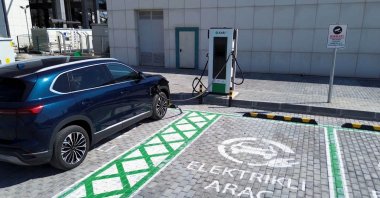 A Togg T10X is seen charging in Ankara, Türkiye, April 5, 2025. (DHA Photo)