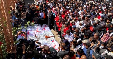 Palestinians mourn medics killed by Israeli army, Khan Younis, southern Gaza Strip, Palestine, March 31, 2025. (Reuters Photo)