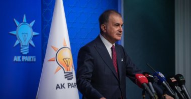 AK Party Deputy Chair and spokesperson Ömer Çelik speaks at a news conference at the party&#039;s headquarters, Ankara, Türkiye, March 20, 2025. (AA Photo)