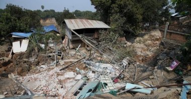 The photo shows damaged buildings in the ancient city of Ava, Mandalay, Myanmar, April 2, 2025. (DHA Photo)