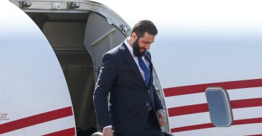 Syrian interim President Ahmed al-Sharaa disembarks from the airplane upon his arrival, Amman, Jordan, Feb. 26, 2025. (Reuters Photo)