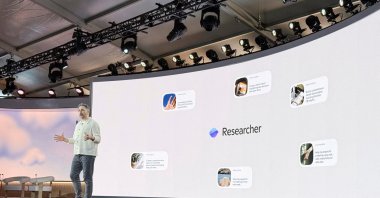 Microsoft AI CEO Mustafa Suleyman speaks at the company&#039;s 50th anniversary celebration, Redmond, Washington, U.S., April 4, 2025. (Reuters Photo)