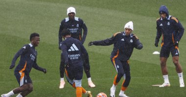 Real Madrid&#039;s players during a training at the Ciudad Real Madrid, Valdebebas, Madrid, Spain, April 4, 2025. (Reuters Photo)