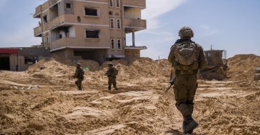 Israeli soldiers operate in a location given as Tel Al-Sultan area, Rafah Governorate, Gaza, Palestine, April 2, 2025. (Reuters Photo)