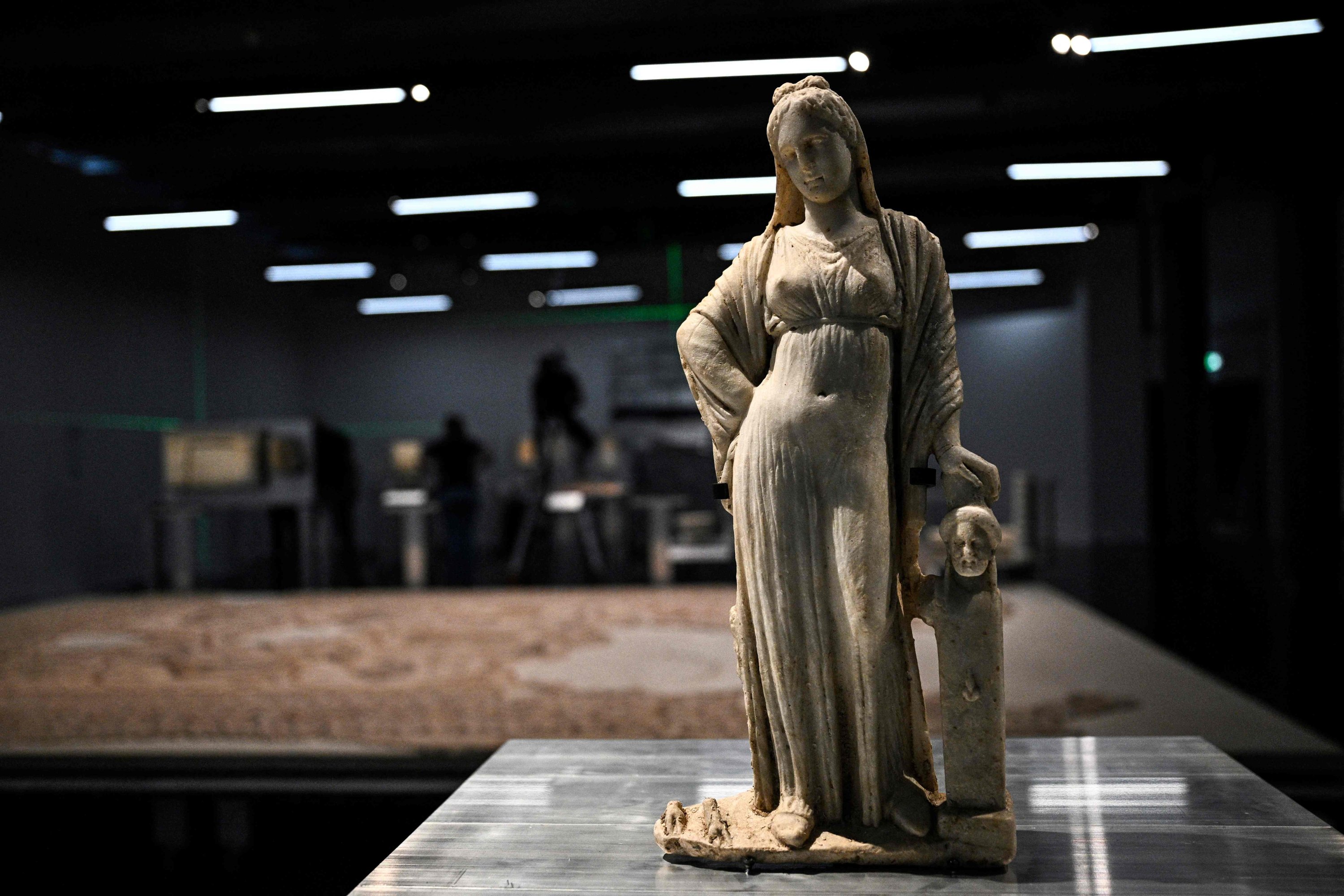 A statue on display at the archaeological heritage exhibition