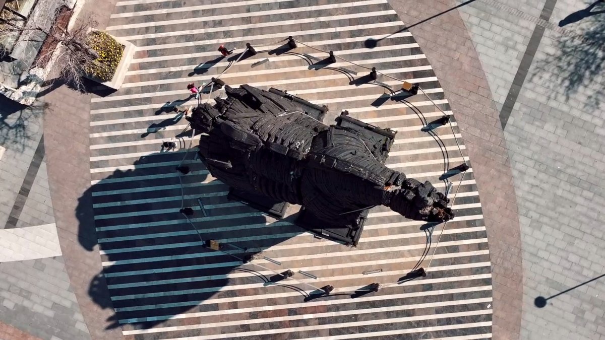 An aerial view of the Trojan horse, Çanakkale, Türkiye, April 2, 2025. (AA Photo)