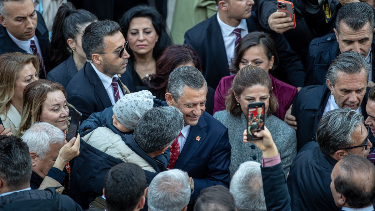 Reelected CHP Chairperson Özgür Özel greets party members after the rally following the congress held at the Nazım Hikmet Cultural Center, Ankara, Türkiye, April 6, 2025. (Reuters Photo)