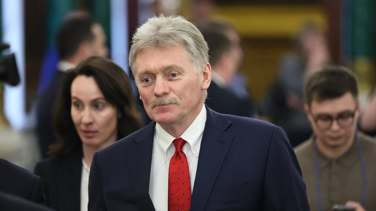 Kremlin spokesman Dmitry Peskov attends a press conference of Russian President Vladimir Putin and President of Tajikistan Emomali Rahmon following their meeting at the Kremlin in Moscow, Russia, March 17, 2025. (EPA Photo)