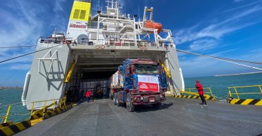 In this undated file photo, a Turkish Red Crescent (Kızılay) humanitarian aid truck makes its way to deliver aid to the people of Gaza. (AA Photo)