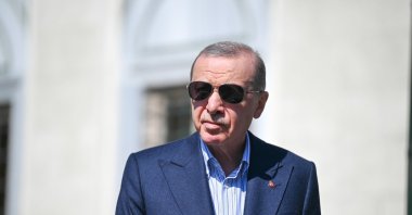 President Recep Tayyip Erdoğan speaks to reporters, Istanbul, Türkiye, April 4, 2025. (AA Photo)