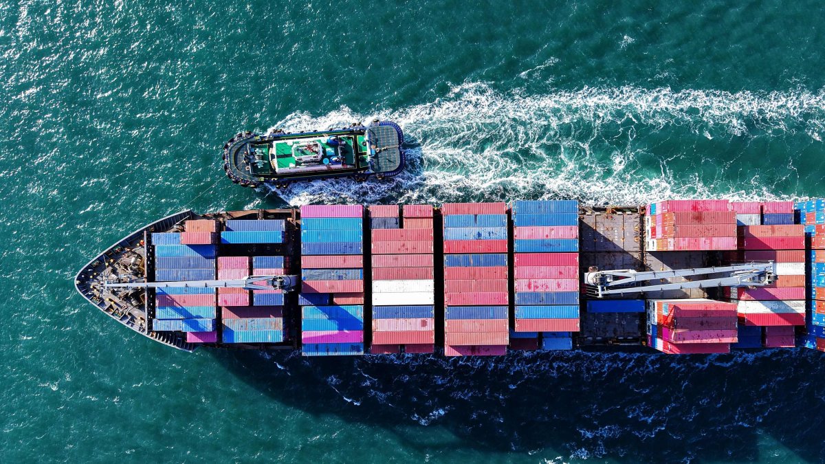 A container ship sails it approaches a port in Qingdao, Shandong province, China, April 2, 2025. (AFP Photo)