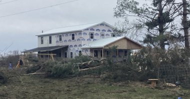 In this undated photo provided by the National Weather Service, a general view shows property damaged by a tornado in an Amish community, Bethel, Michigan, U.S. (AP Photo)