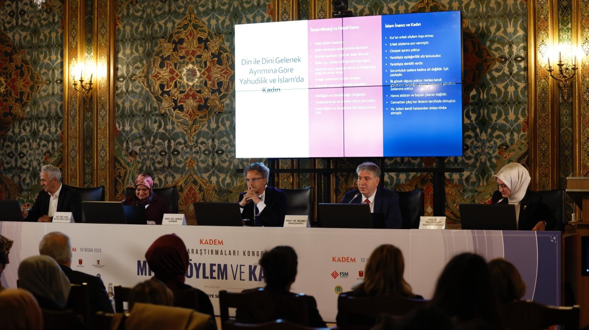 A session during the 10th Women’s Studies Congress, focusing on &quot;Mythical Discourse and Women,&quot; in Istanbul, Türkiye, April 10, 2025. (Courtesy of KADEM) 