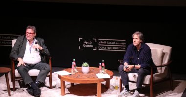 Walter Salles (R) speaks during the 11th edition of the Doha Film Institute’s Qumra event, Doha, Qatar, April 4, 2025. (AA Photo)