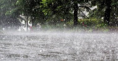 Torrential rain, which has caused floods in India and Nepal, is seen. (DHA Photo)