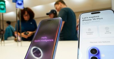 Apple iPhone 16s are on display during the launch at the Apple Store, New York, U.S., Sept. 20, 2024. (AFP Photo)