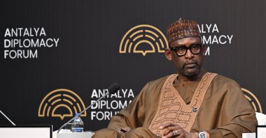 Abdoulaye Diop, Mali&#039;s minister of Foreign Affairs and International Cooperation, speaks at the panel, Antalya, southern Türkiye, April 12, 2025. (AA Photo)
