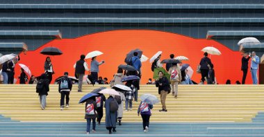 Visitors gather at the Spain Pavilion after the opening of the Osaka Expo 2025, Osaka, Japan, April 13, 2025. (EPA Photo)