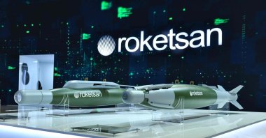 The Roketsan booth at the International Defense Industry Fair IDEF&#039;23, Istanbul, Türkiye, July 25, 2023. (AA Photo)