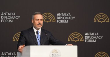 Foreign Minister Hakan Fidan speaks at the Antalya Diplomacy Forum, Antalya, southern Türkiye, April 13, 2025. (AA Photo)