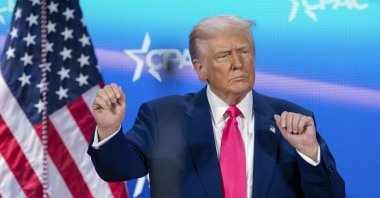 President Donald Trump dances after speaking at the Conservative Political Action Conference, CPAC, at the Gaylord National Resort &amp; Convention Center, Oxon Hill, U.S., Feb. 22, 2025. (AP Photo)