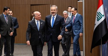 Foreign Minister Hakan Fidan (R) and Iraqi Deputy Prime Minister before the 5th High-Level Security Mechanism meeting as part of the Antalya Diplomacy Forum, Antalya, Türkiye, April 13, 2025. (AA Photo) 