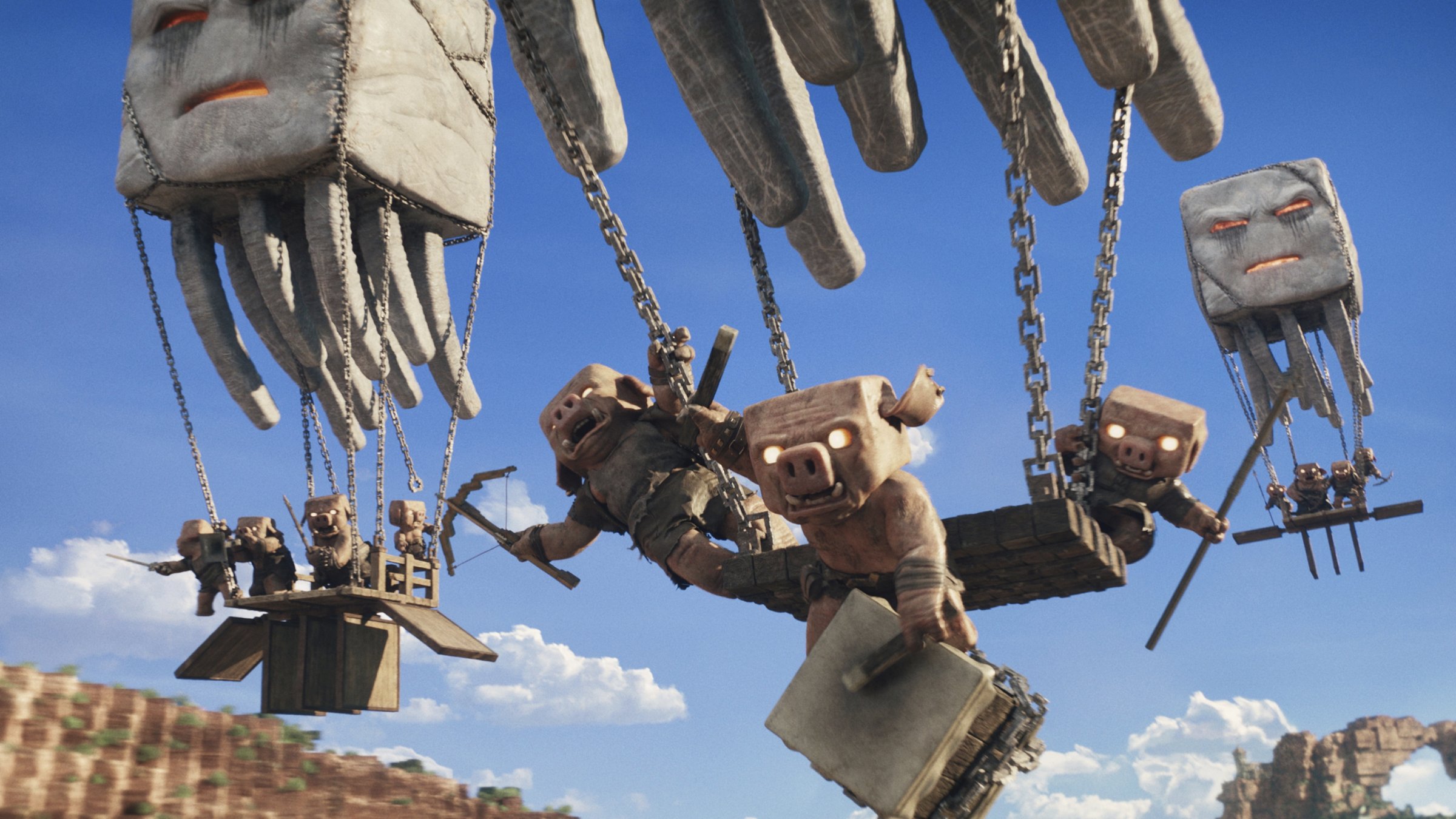 This image released by Warner Bros. shows a scene from &quot;A Minecraft Movie.&quot; (AP Photo)