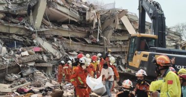 Rescue teams search for survivors in Myanmar after the devastating earthquakes, Myanmar, April 2, 2025. (AA Photo)
