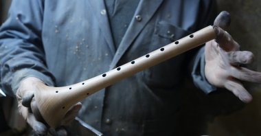 Handcrafted zurnas, made with traditional methods, ready to bring music and joy to weddings and celebrations, Gaziantep, Türkiye, April 14, 2025. (IHA Photo)