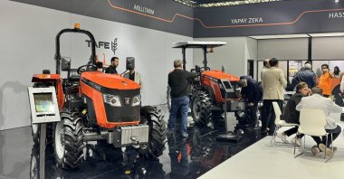 Tractors manufactured in western Manisa province on display at an agricultural fair, Konya, central Türkiye, April 9, 2025. (AA Photo)