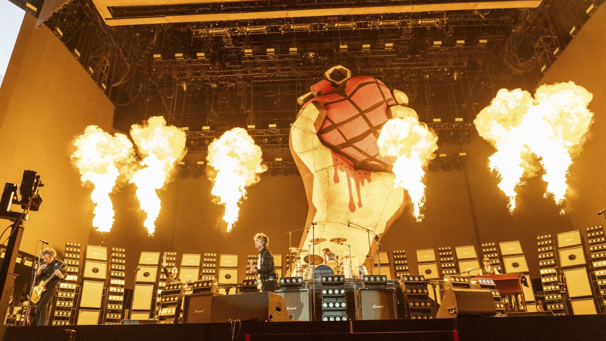 Billie Joe Armstrong of Green Day performs during the first weekend of the Coachella Valley Music and Arts Festival at the Empire Polo Club on Saturday in Indio, California, U.S., April 12, 2025. (AP Photo)