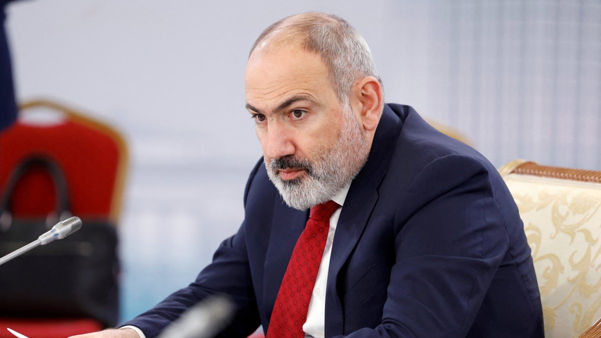 Armenian Prime Minister Nikol Pashinyan attends a meeting of the Eurasian Intergovernmental Council of the Eurasian Economic Union (EAEU) countries, Almaty, Kazakhstan, Feb. 2, 2024. (Reuters Photo)