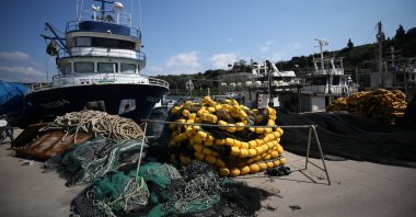 Fishermen dock their boats to start the repair process right after the 2024-2025 fishing season ends, Biga, Çanakkale, Türkiye, April 14, 2025. (AA Photo)
