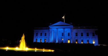 The North Portico of the White House is illuminated in blue for Autism Awareness Day, Washington, U.S., April 2, 2020. (Reuters File Photo)