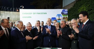 Parliament Speaker Numan Kurtulmuş attends the reception marking the national day of Pakistan, Ankara, Türkiye, April 15, 2025 (AA Photo)